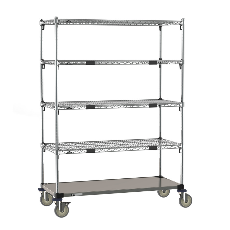 Metro ECM45XA Super Adjustable Super Erecta Par Level Cart, Stainless Steel Bottom Shelf, 21"x48"