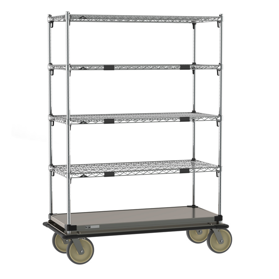 Metro ECM45XS Super Erecta Transport & Exchage Cart, Adjustable, Stainless Bottom Shelf, 21"x48"