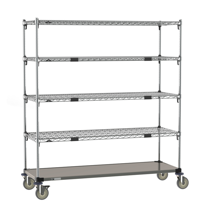 Metro ECM46XA Super Adjustable Super Erecta Par Level Cart, Stainless Steel Bottom Shelf, 21"x60"