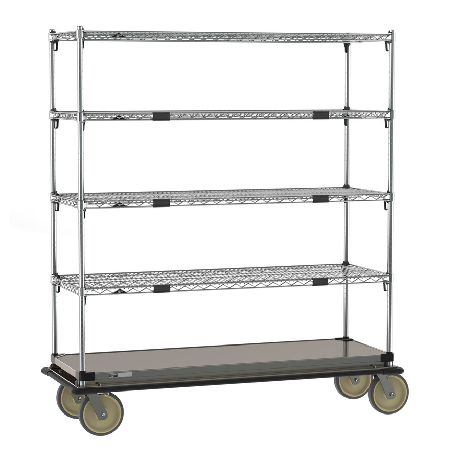 Metro ECM46XS Super Erecta Transport & Exchage Cart, Adjustable, Stainless Bottom Shelf, 21"x60"