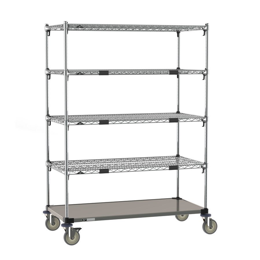 Metro ECM55XA Super Adjustable Super Erecta Par Level Cart, Stainless Steel Bottom Shelf, 24"x48"