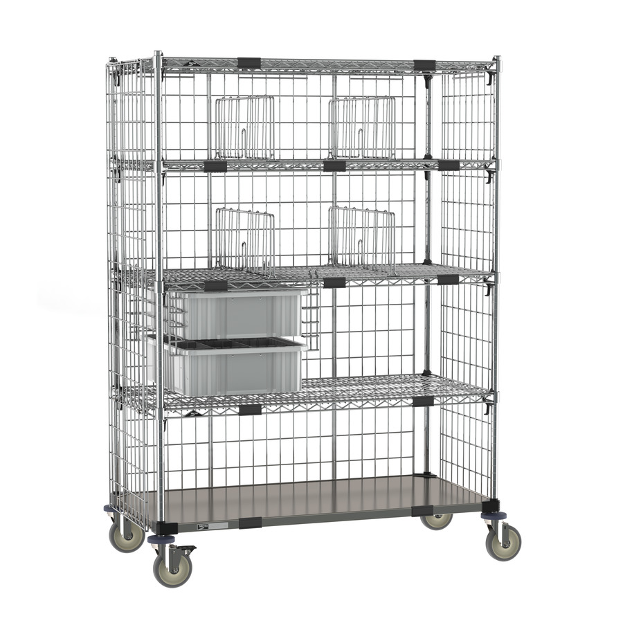 Metro ECM55XD Super Adjustable Super Erecta Deluxe Par Level Cart, Stainless Bottom Shelf, 24"x48"