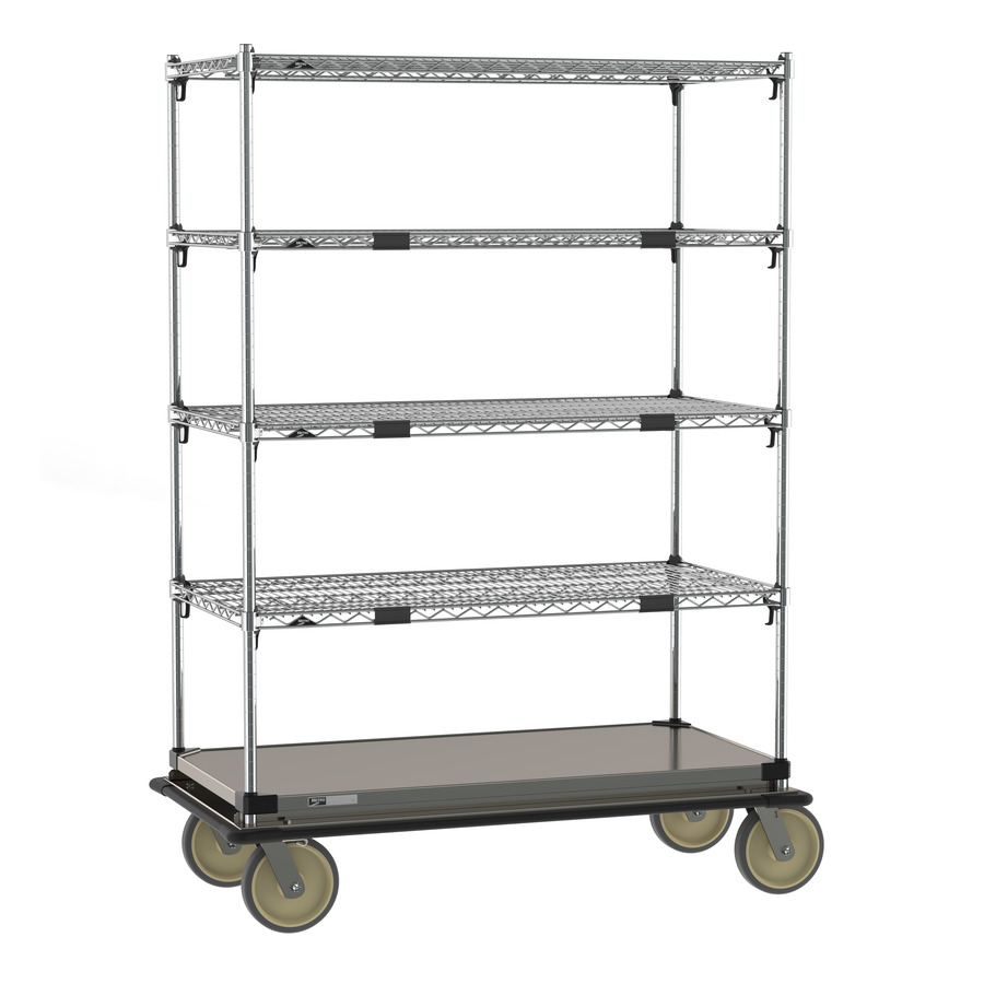 Metro ECM55XS Super Erecta Transport & Exchage Cart, Adjustable, Stainless Bottom Shelf, 24"x48"