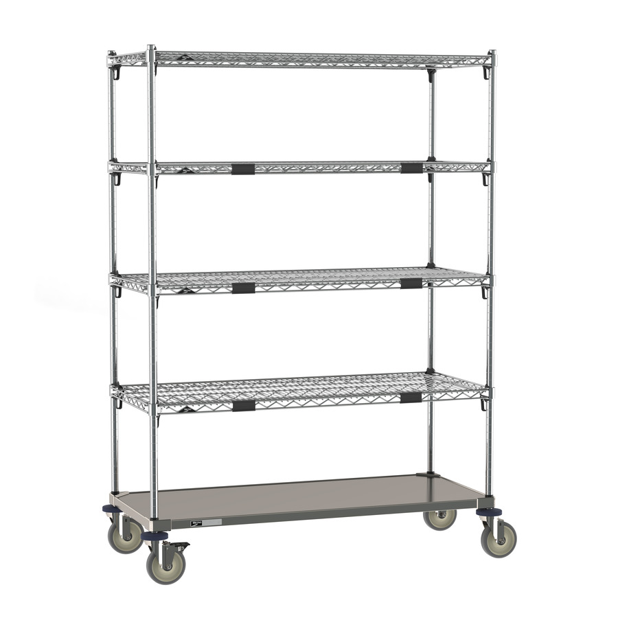 Metro ECN45CA Super Adjustable Super Erecta Par Level Cart, Galvanized Steel Bottom Shelf, 21"x48"