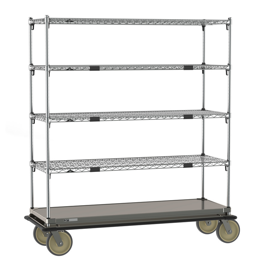 Metro ECN46CS Super Erecta Transport & Exchage Cart, Adjustable, Galvanized Bottom Shelf, 21"x60"