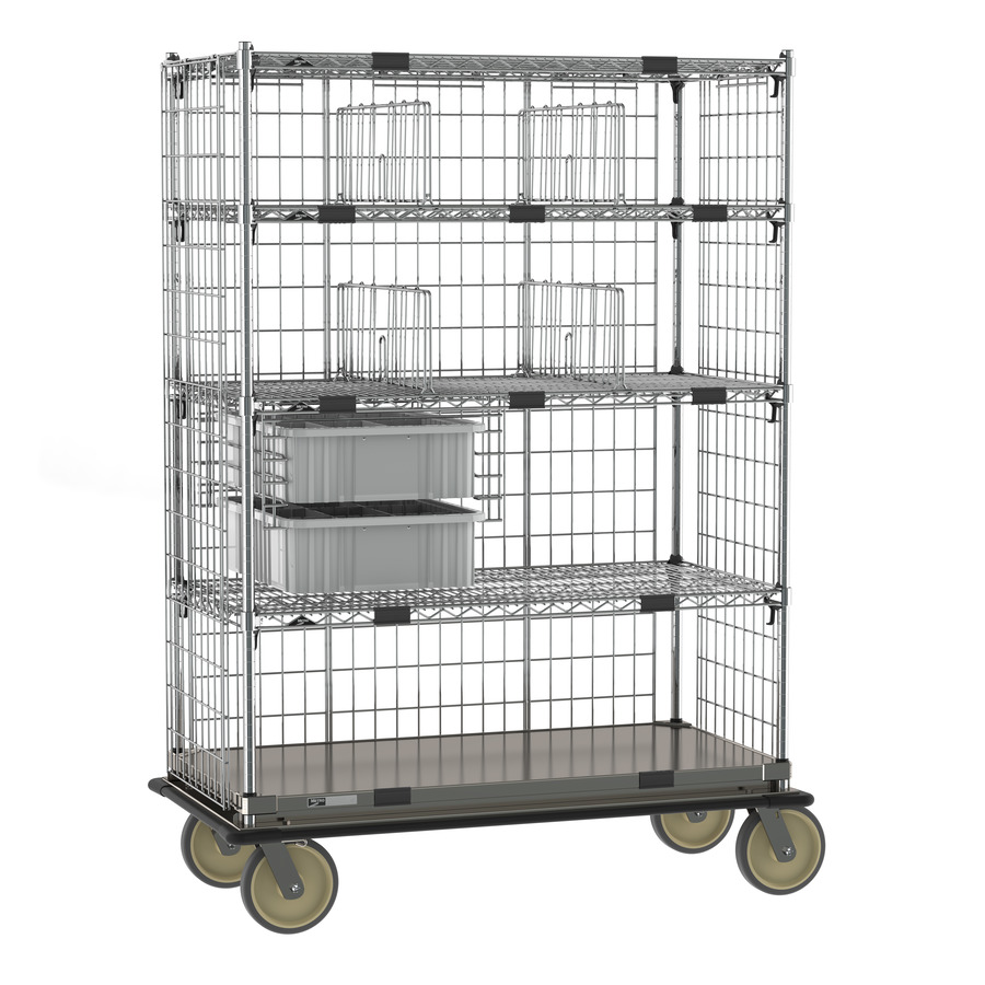 Metro ECN55CC Super Erecta Deluxe Transport and Exchage Cart, Adj., Galvanized Shelf, 24"x48"