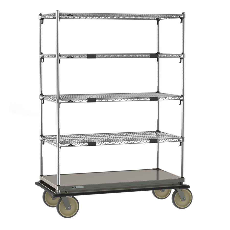 Metro ECN55CS Super Erecta Transport & Exchage Cart, Adjustable, Galvanized Bottom Shelf, 24"x48"