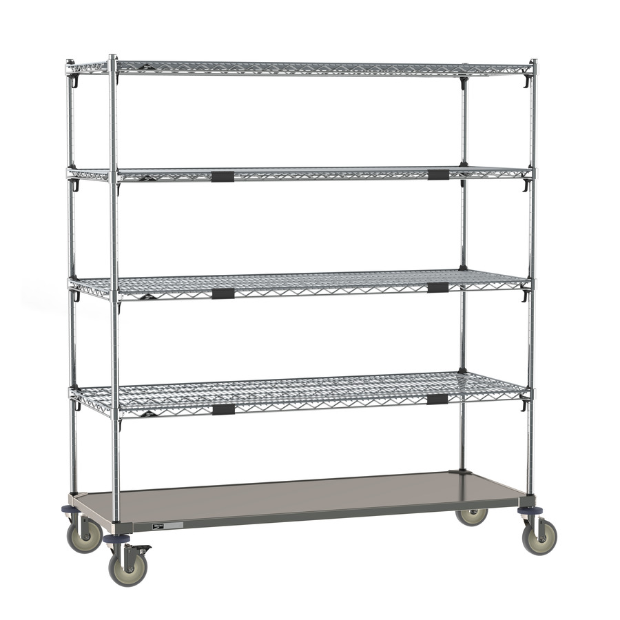 Metro ECN56CA Super Adjustable Super Erecta Par Level Cart, Galvanized Steel Bottom Shelf, 24"x60"