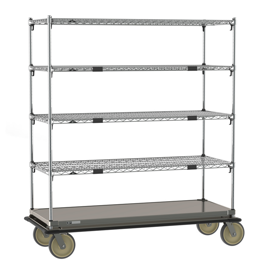 Metro ECN56CS Super Erecta Transport & Exchage Cart, Adjustable, Galvanized Bottom Shelf, 24"x60"