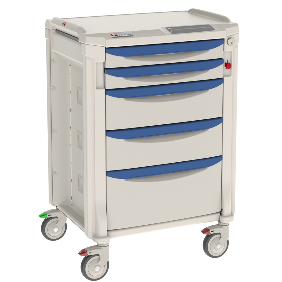 Metro FLNK22100 Flexline General Use Medical Cart, Narrow, Taupe/Slate Blue