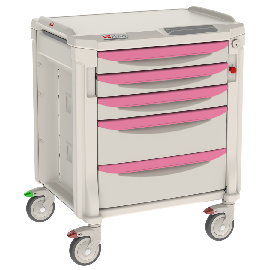 Metro FLNK32000 Flexline General Use Medical Cart, Narrow, Taupe/Pink