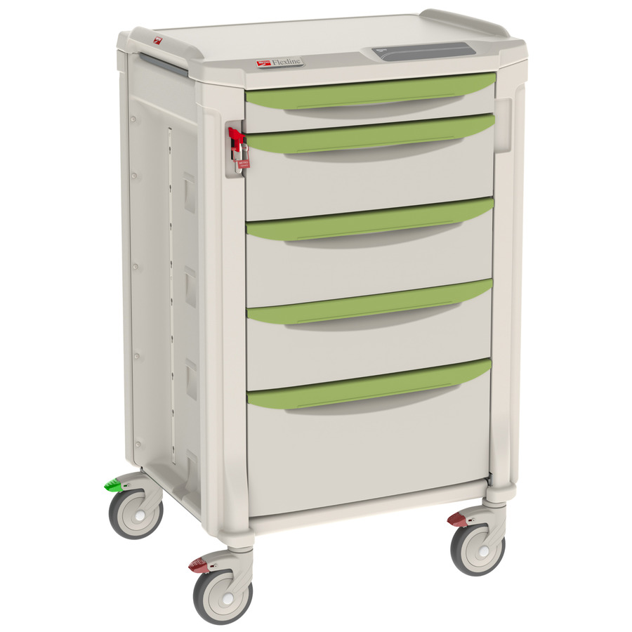 Metro FLNP13100 Flexline General Use Medical Cart, Narrow, Taupe/Green