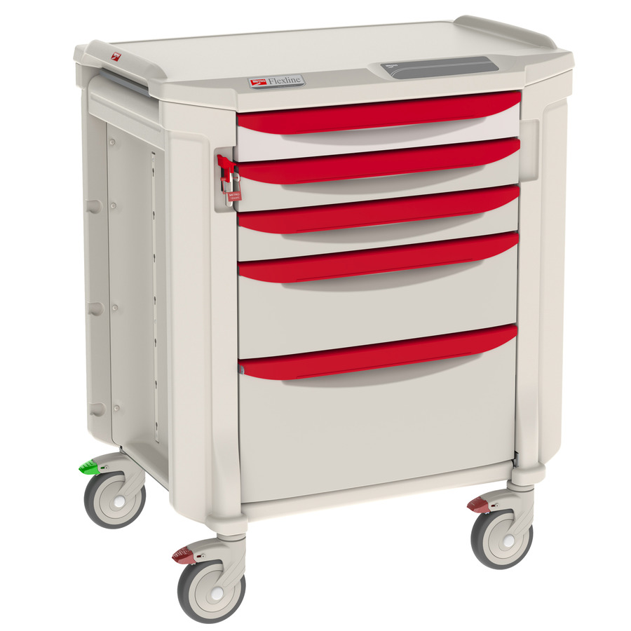 Metro FLP31100 Flexline General Use Medical Cart, Standard, Taupe/Red