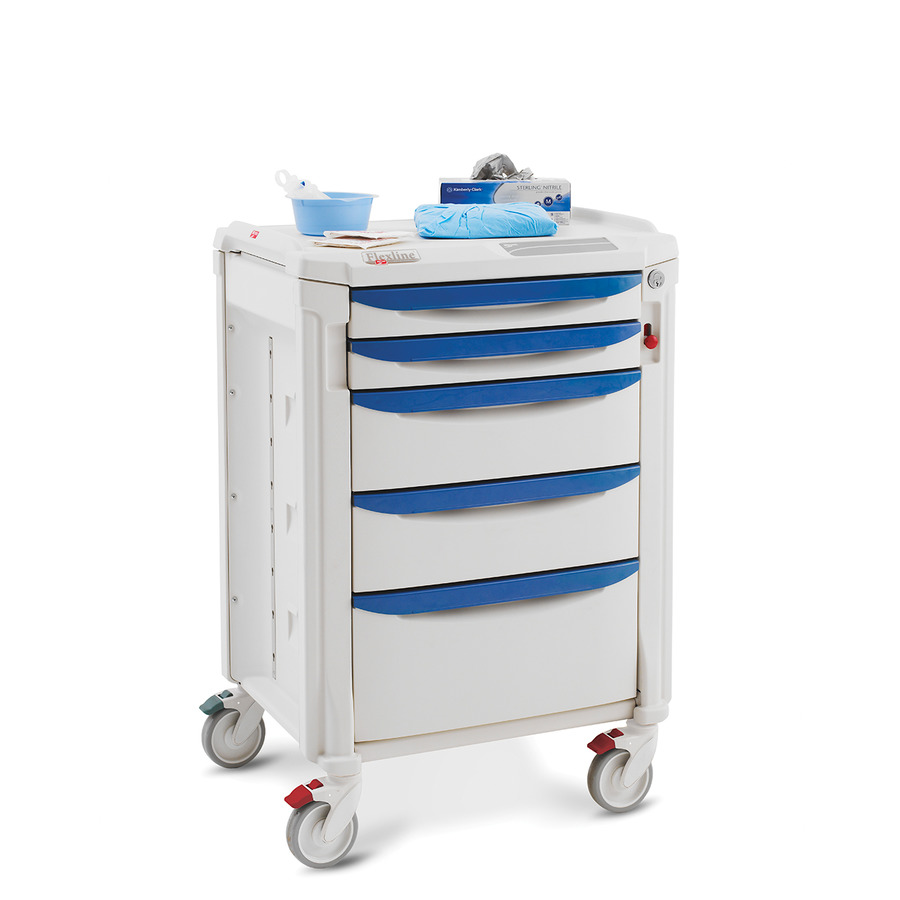 Metro FLTMENT2 Flexline Treatment Cart, Narrow, Taupe/Blue