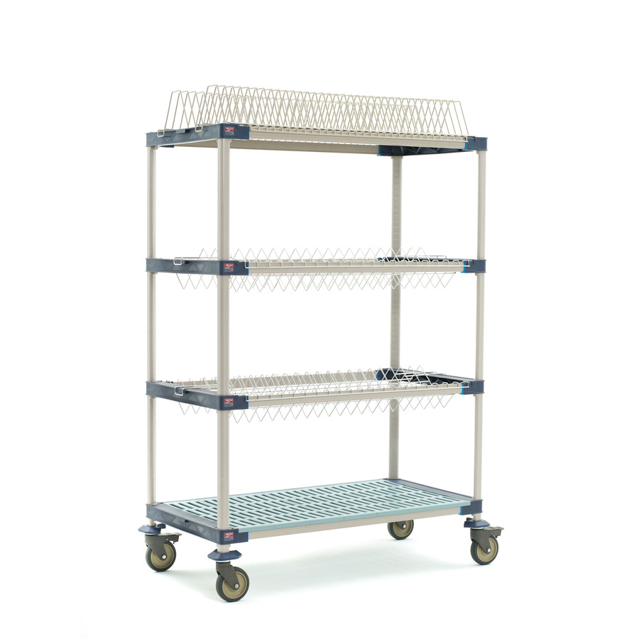 Metro MAX4-PR48VX3 Mobile Drying Rack, Inc: 2 Drop-Ins, 1 Tray Rack, 1 Bulk Shelf, 26"x50"x68"