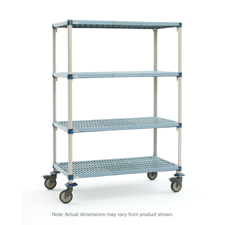 Metro MQ-183668G-MP-4 Industrial Plastic Shelving Mobile Cart, 4-Shelf, Open Grid, 18"x36"x68"