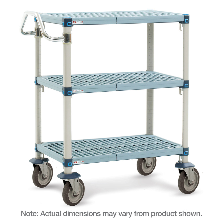 Metro MQUC2436G-35 3-Shelf Industrial Plastic Shelving Utility Cart, 24"x36"x39.25"MMQ Series