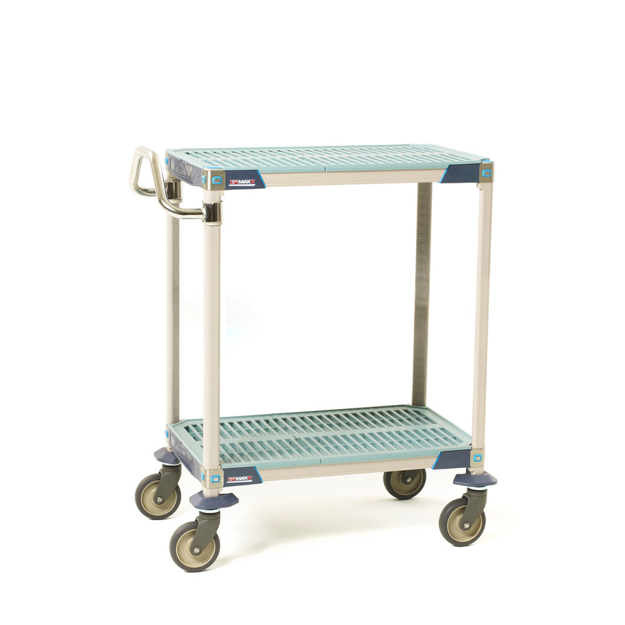 Metro MXUC1830G-25 MetroMax i 2-Shelf Industrial Plastic Shelving Utility Cart, 18"x30"x39.25"