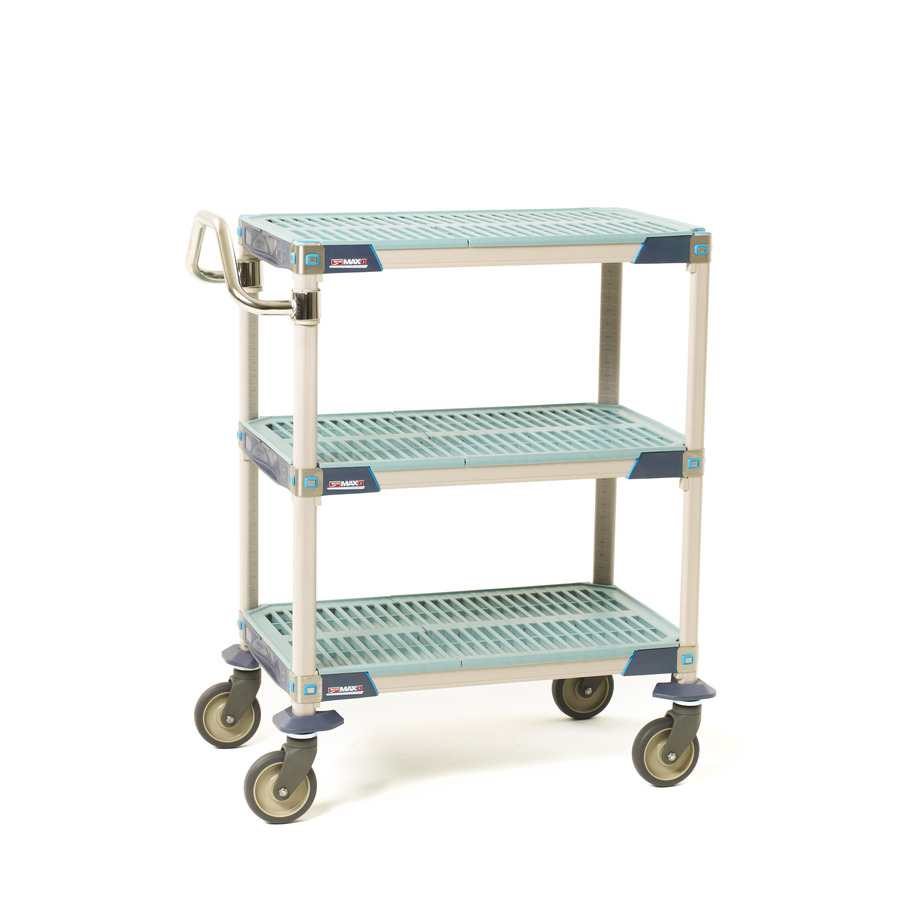 Metro MXUC1830G-35 MetroMax i 3-Shelf Industrial Plastic Shelving Utility Cart, 18"x30"x39.25"