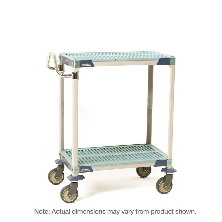 Metro MXUC2436G-25 MetroMax i 2-Shelf Industrial Plastic Shelving Utility Cart, 24"x36"x39.25"