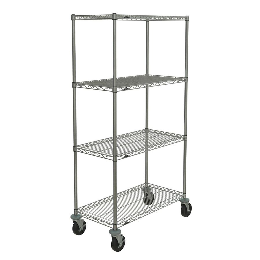 Metro N336BBR Super Erecta 4-Shelf Stem Caster Cart, Rubber Casters, 18x36x67.875"