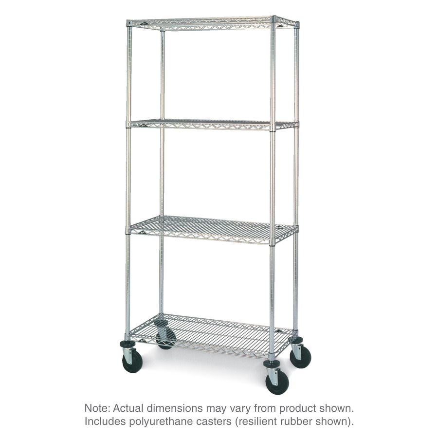 Metro N336EBR Super Erecta 4-Shelf Stem Caster Cart, Polly Casters, 18"x36"x67.875"