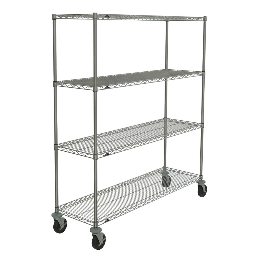 Metro N366BBR Super Erecta 4-Shelf Stem Caster Cart, Rubber Casters, 18"x60"x67.875"