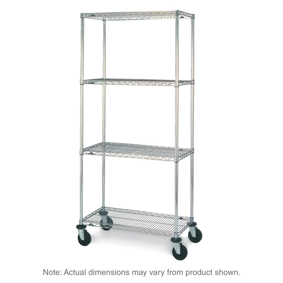 Metro N436BBR Super Erecta 4-Shelf Stem Caster Cart, Rubber Casters, 21"x36"x67.875"