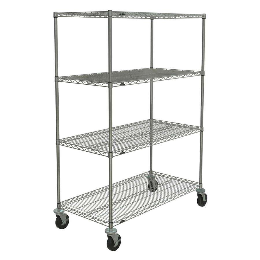 Metro N556BBR Super Erecta 4-Shelf Stem Caster Cart, Rubber Casters, 24"x48"x67.875"