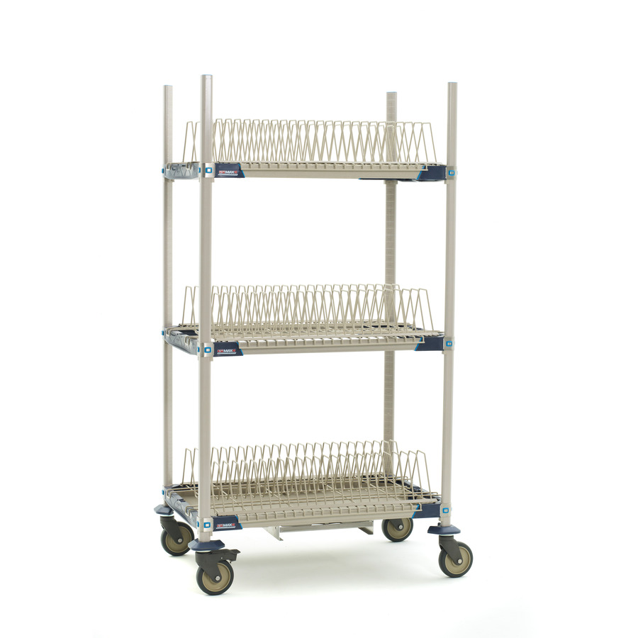 Metro PR36VX2-XDR i Mobile Drying Rack with Three Tray Racks and Drip Tray, 26"x38"x68"