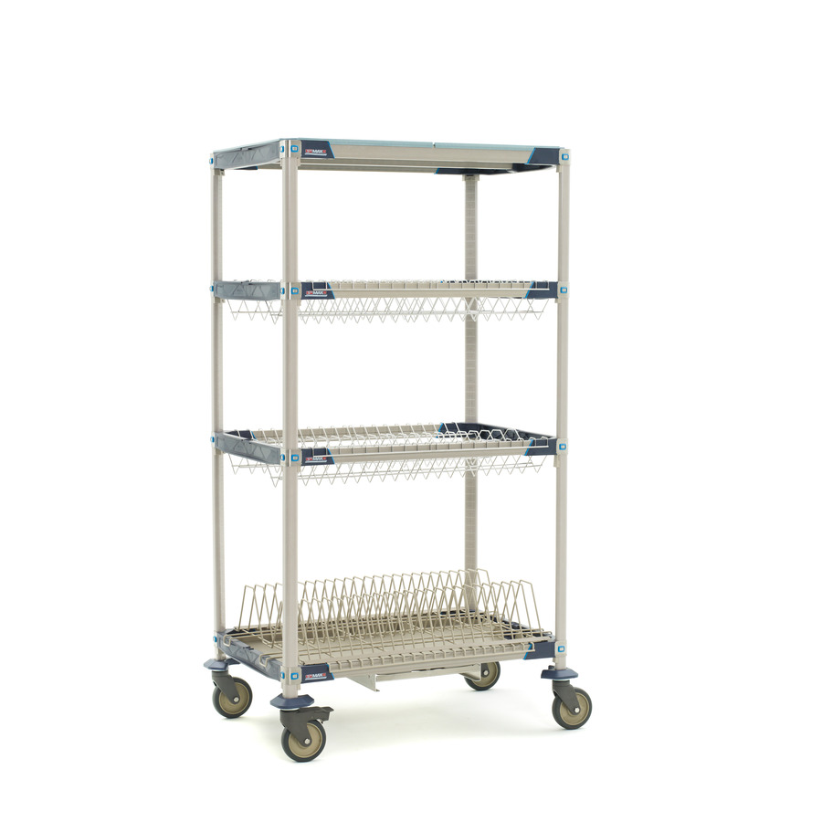 Metro PR36VX3-XDR MetroMax i Mobile Drying Rack, 2 Drop-Ins, Tray Rack, Bulk Shelf, 26"x38"x68"