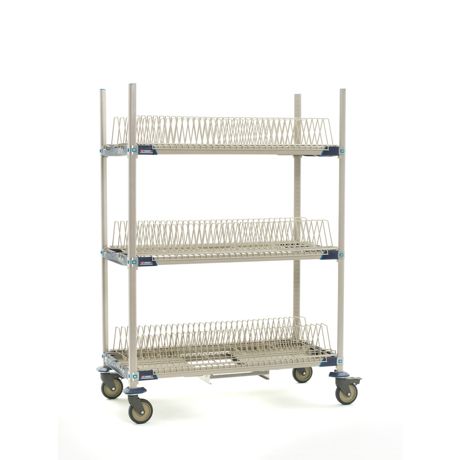 Metro PR48VX2-XDR i Mobile Drying Rack with Three Tray Racks and Drip Tray, 26"x50"x68"