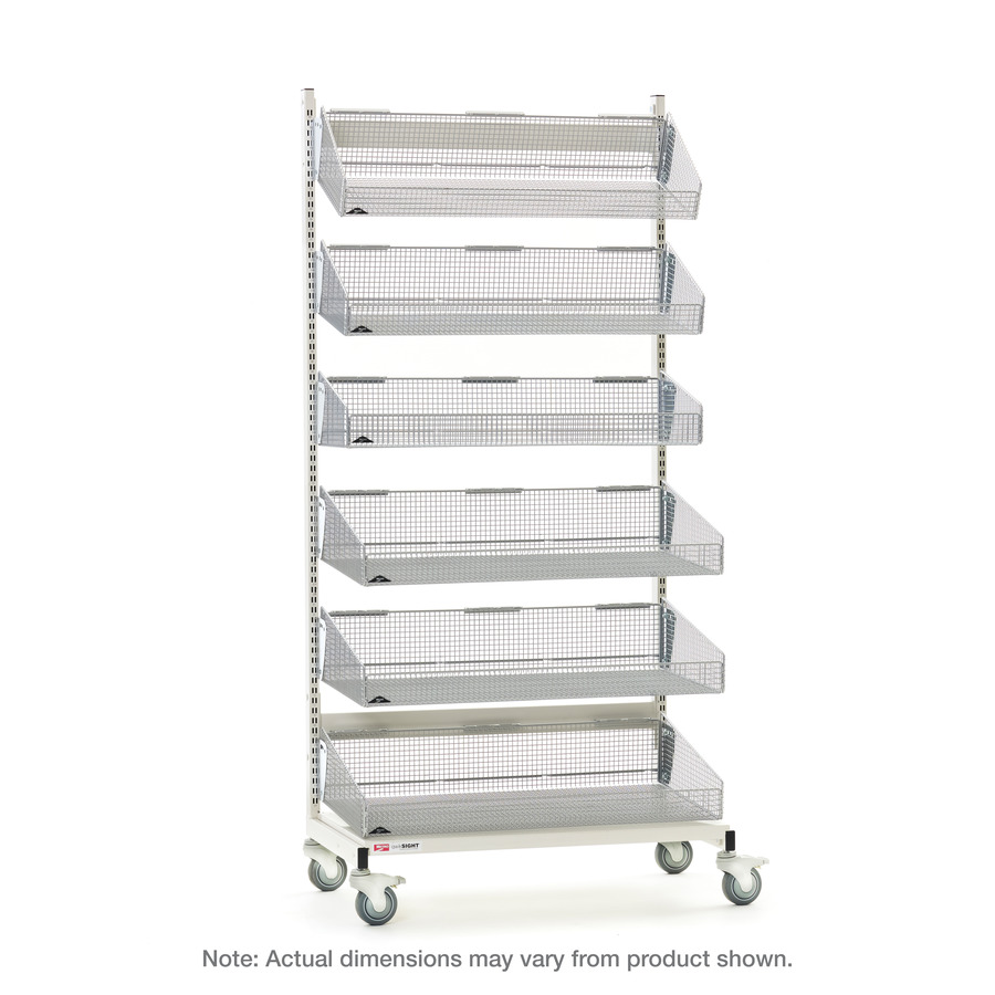 Metro QB118-M6 qwikSIGHT Mobile Single-Sided 6-Basket Shelving Unit, 18" L