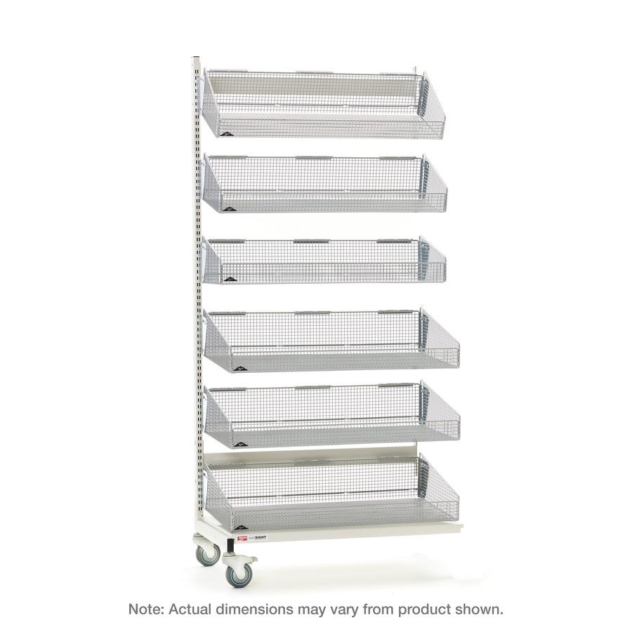 Metro QB118-M6A qwikSIGHT Mobile Single-Sided 6-Basket Shelving Add-On Unit, 18" L