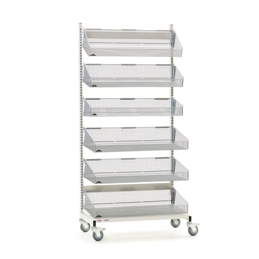 Metro QB136-M6 qwikSIGHT Mobile Single-Sided 6-Basket Shelving Unit, 36" L