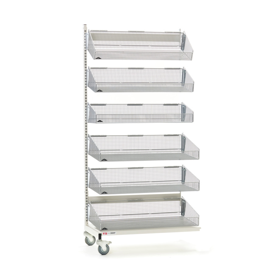 Metro QB136-M6A qwikSIGHT Mobile Single-Sided 6-Basket Shelving Add-On Unit, 36" L