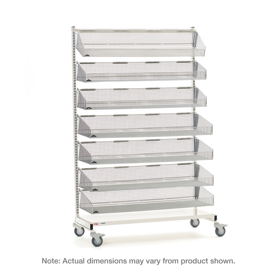 Metro QB136-M7 qwikSIGHT Mobile Single-Sided 7-Basket Shelving Unit, 36" L