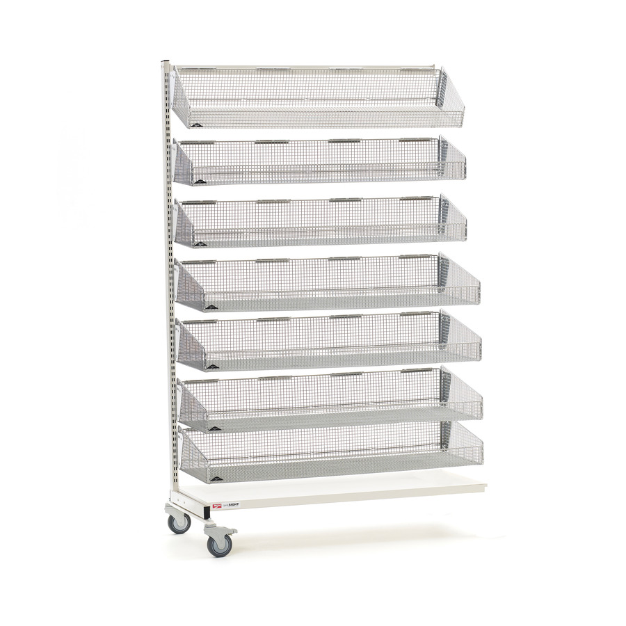 Metro QB148-M7A qwikSIGHT Mobile Single-Sided 7-Basket Shelving Add-On Unit, 48" L