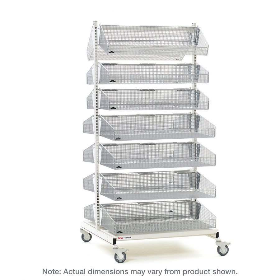 Metro QB218-M14 qwikSIGHT Mobile Double-Sided 14-Basket Shelving Unit, 18" L