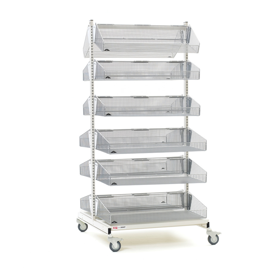 Metro QB236-M12 qwikSIGHT Mobile Double-Sided 12-Basket Shelving Unit, 36" L