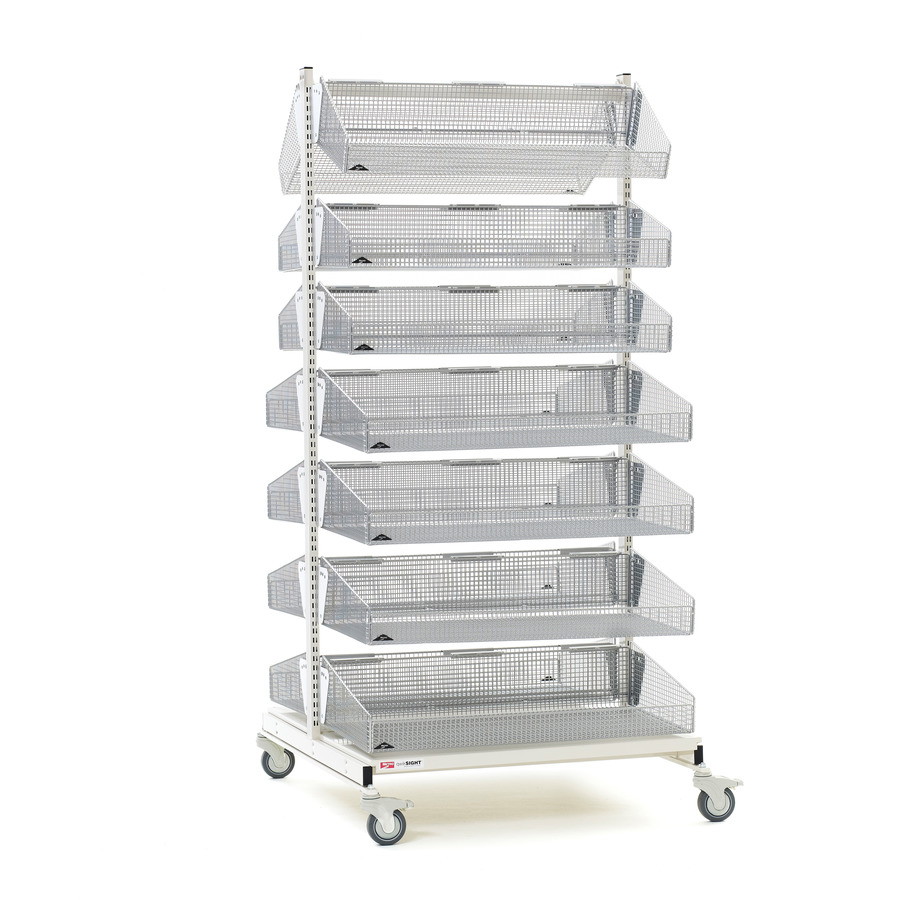 Metro QB236-M14 qwikSIGHT Mobile Double-Sided 14-Basket Shelving Unit, 36" L