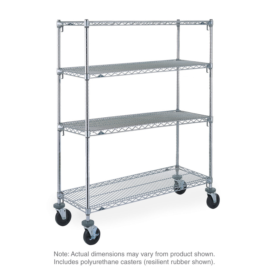 Metro SA-183680C-MU-4 Super Erecta 4-Shelf Ind. Wire Shelf Stem Caster Cart, Adj., CHR, 18"x36"x80"