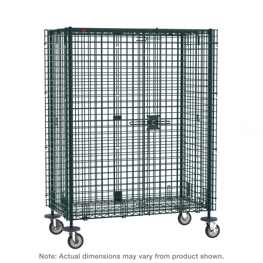 Metro SEC53EK3 Super Erecta Mobile Security Shelving Unit, Green Epoxy, 27.25"x40.75"x67.9375"