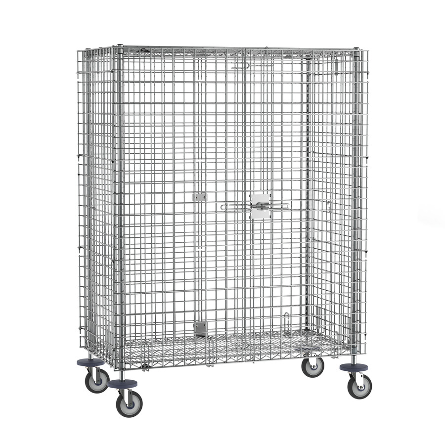 Metro SEC55DCQ qwikSLOT Mobile Security Shelving Unit, Chrome, 27.25"x52.75"x67.9375"