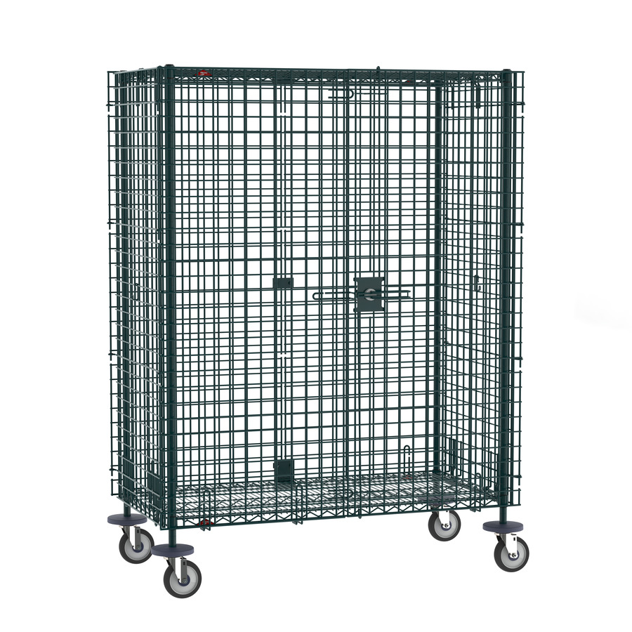 Metro SEC55DK3 Super Erecta Mobile Security Shelving Unit, Green Epoxy, 27.25"x52.75"x67.9375"