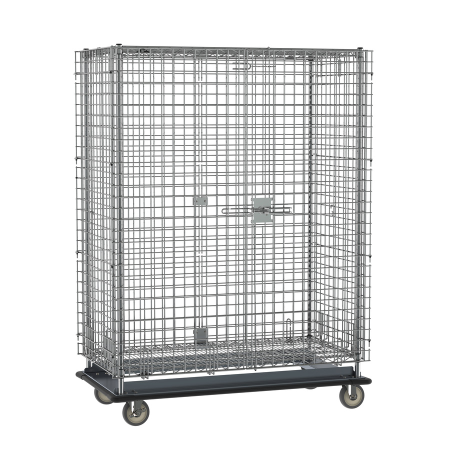 Metro SEC55LCQ qwikSLOT Heavy-Duty Mobile Security Shelving Unit, Chrome, 28.0625"x50.5"x68.4375"