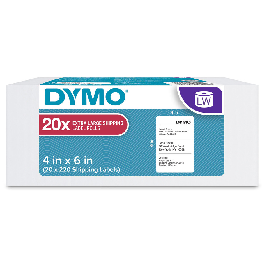 DYMO 18444 Rhino Labels, White Vinyl, Black Print, 1/2" x 18', 12mm