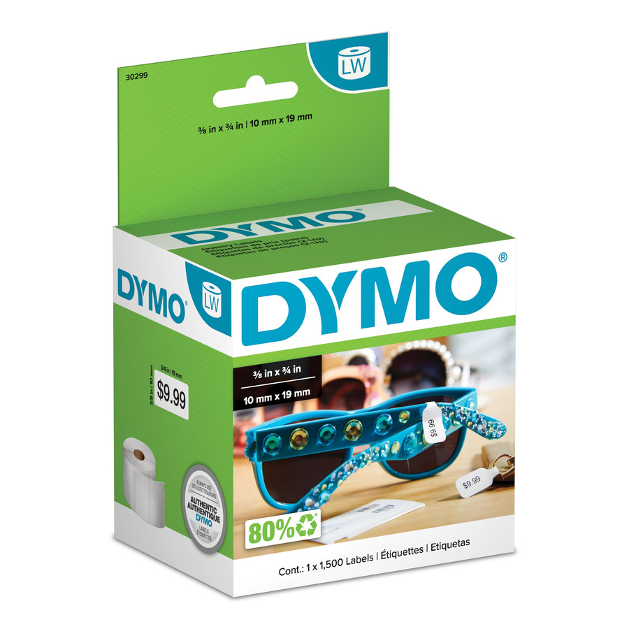 DYMO 30299 LabelWriter Price Tag Labels, 2-Up, White, 3/8" x 3/4", 1500/Ct