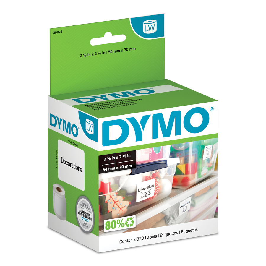 DYMO 30324 LabelWriter Large Multi-Purpose Labels, White, 2-1/8" x 2-3/4", 320/Ct