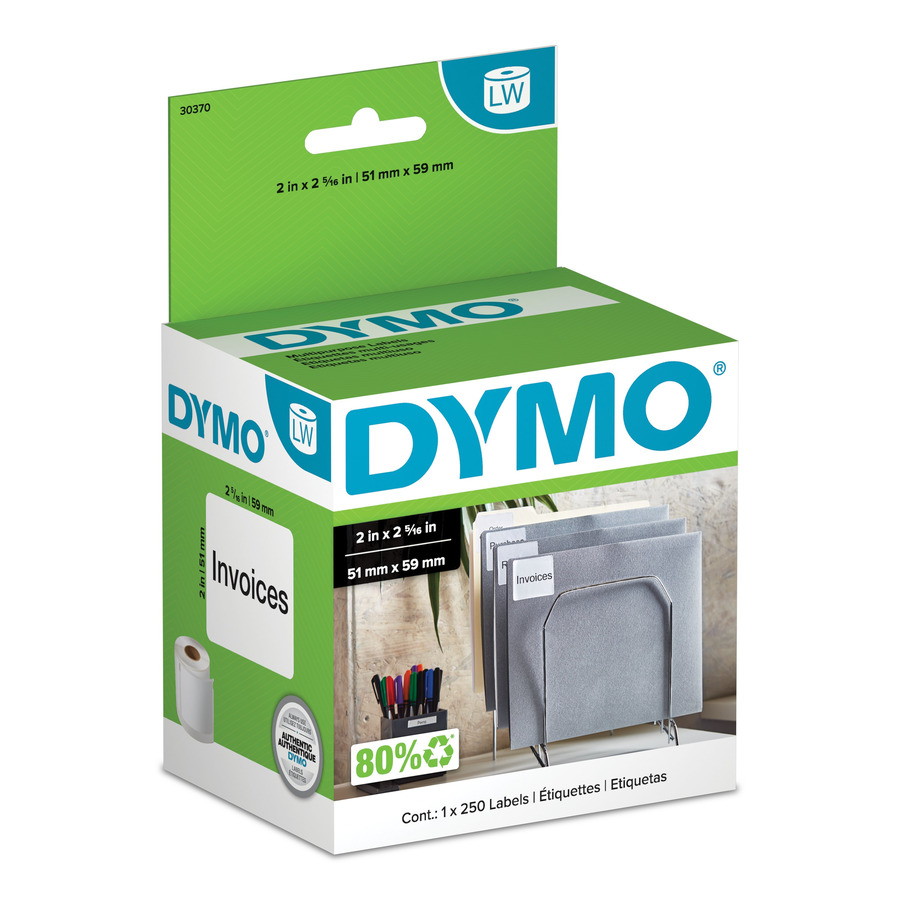 DYMO 30370 LabelWriter Multi-Purpose Labels, White, 2" x 2.34", 250/Ct